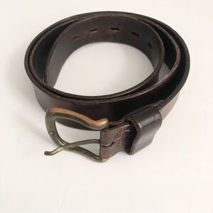 Britches Made in England brown leather belt with brass buckle